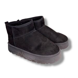 8.5 Cloudair Black Boots From Heel Platform Womens Shoes  Faux Fur Faux Suede